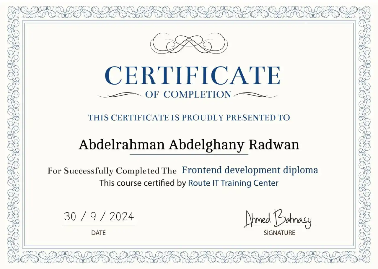 Frontend Development Certificate
